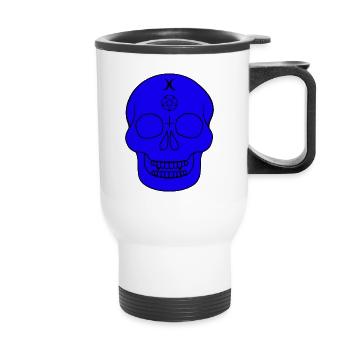 Blue skull with occult symbols - Thermal mug with handle - white - Front
