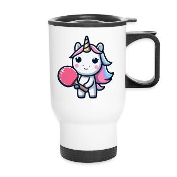 Unicorn Unicorn with Table Tennis Racket for - Thermal mug with handle - white - Front