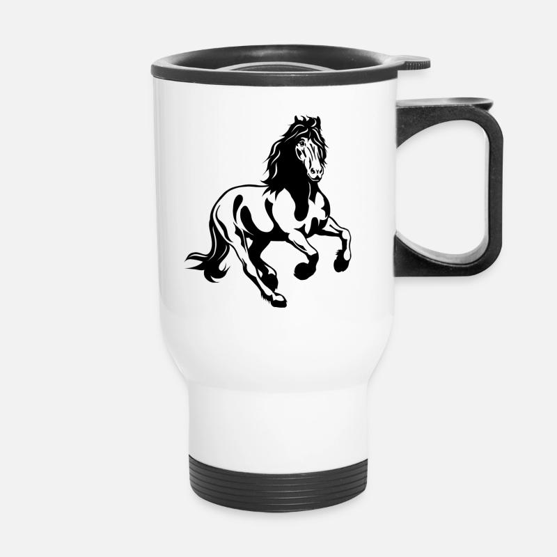 Friesenhengst 01 s - Thermobecher mit Tragegriff - Weiß