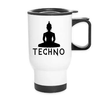 Techno music - Thermal mug with handle - white - Front