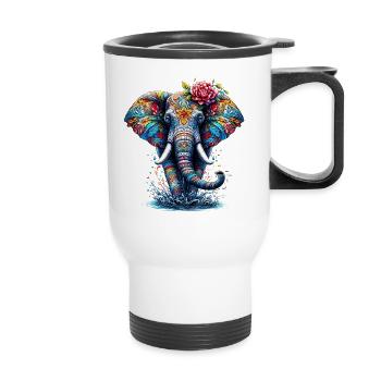 Elefant - Thermobecher mit Tragegriff - Weiß - Vorne