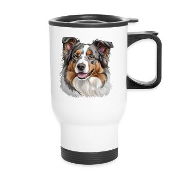 Australian Shepherd Head - Thermal mug with handle - white - Front