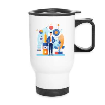 Businessman in the office illustration - Thermal mug with handle - white - Front