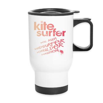 Kitesurfer vs Windsurfer - Thermobecher mit Tragegriff - Weiß - Vorne