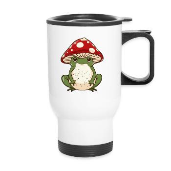 Mushroom Cap Frog Whimsy - Thermal mug with handle - white - Front