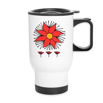 Blüte Fantasie - Thermobecher mit Tragegriff - Weiß - Vorne