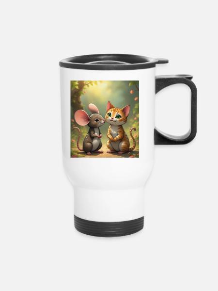 Didimaus69 / Catmouse 1 - Thermobecher mit Tragegriff - Weiß