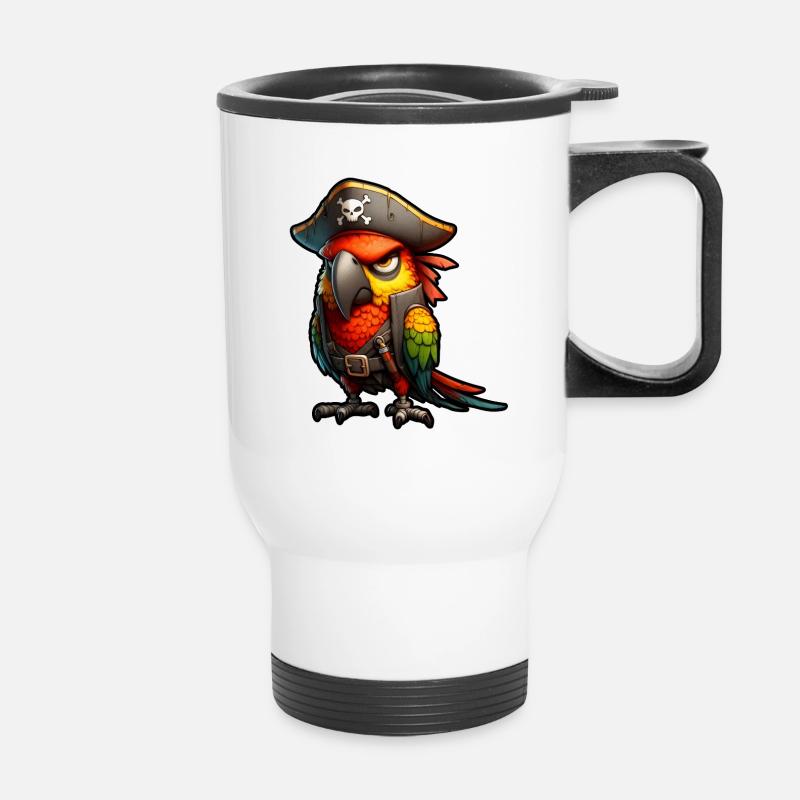 Red Pirate Parrot - Thermal mug with handle - white