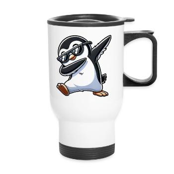 Cool Penguin Dab Lunettes de soleil Dessin animé - Tasse isotherme avec poignée - blanc - Devant