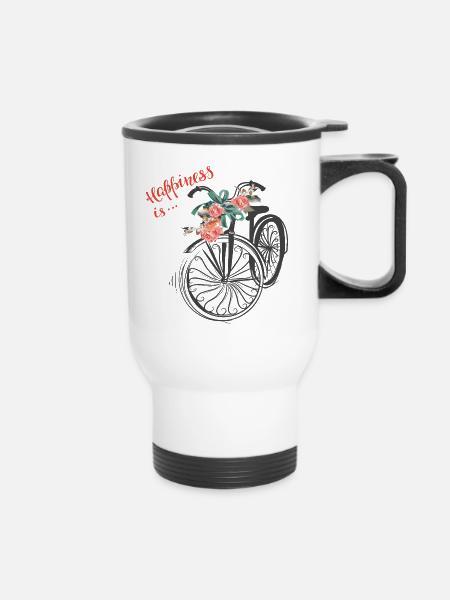 happiness is... - Thermobecher mit Tragegriff - Weiß