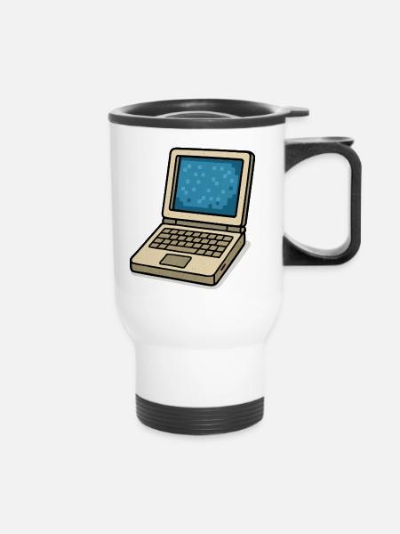 laptop - Thermobecher mit Tragegriff - Weiß