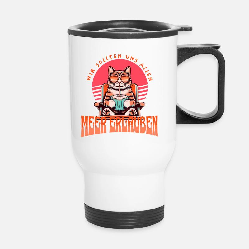 Wir sollten uns alle Meer erlauben - Sommer Design - Thermobecher mit Tragegriff - Weiß