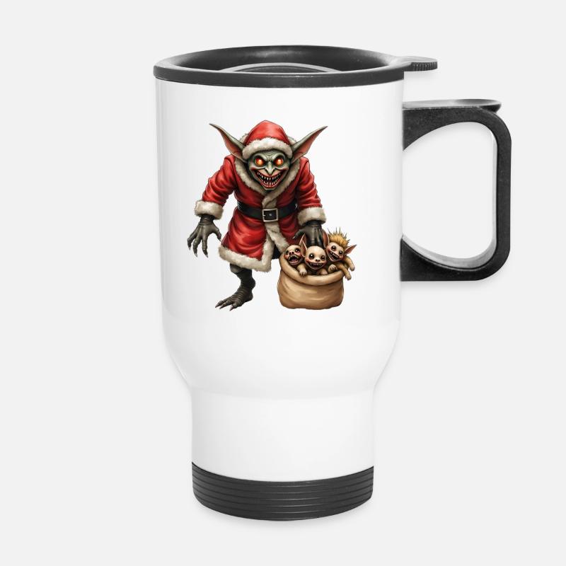 Christmas Goblin with Creatures - Thermal mug with handle - white