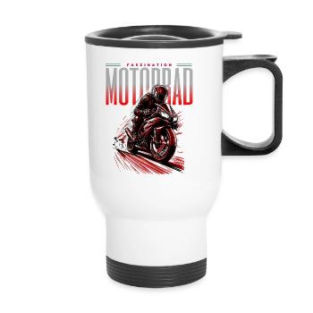 Faszination Motorrad – Racing Power Design - Thermobecher mit Tragegriff - Weiß - Vorne