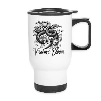 Vigne serpentine de fleurs et roses - Tasse isotherme avec poignée - blanc - Devant