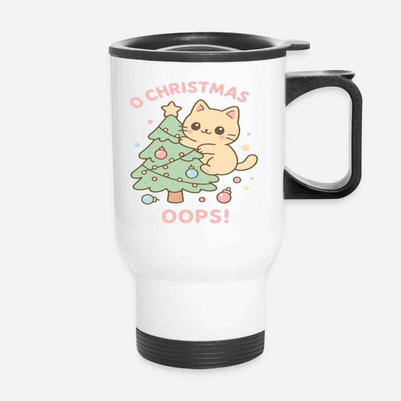 Sapin de Noël chat pastel - Tasse isotherme avec poignée - blanc