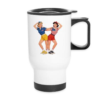 Pin-Up Patriot Duo - Thermal mug with handle - white - Front