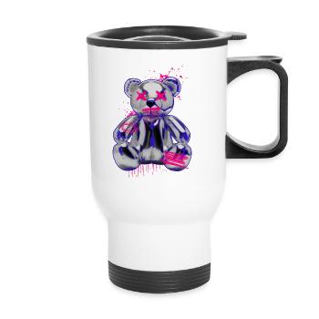 Gothic Teddy Bear with Graffiti Neon Look - Thermal mug with handle - white - Front