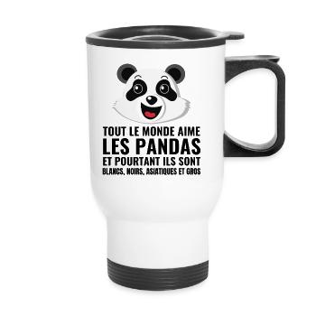 Panda, Vielfalt, Liebe - Thermobecher mit Tragegriff - Weiß - Vorne
