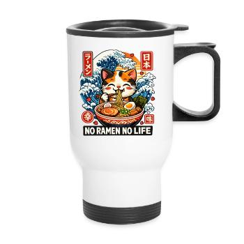 Ramen Cat Kanagawa - Thermal mug with handle - white - Front