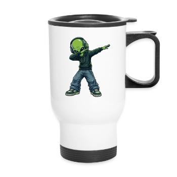 Extraterrestre en dab – Motif de dessin animé de science-fiction drôle - Tasse isotherme avec poignée - blanc - Devant