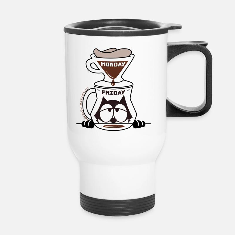 Felix The Cat Design Kaffeefilter Monday Friday - Thermobecher mit Tragegriff - Weiß
