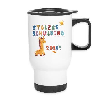 Stolzes Schulkind 2026 - Thermobecher mit Tragegriff - Weiß - Vorne