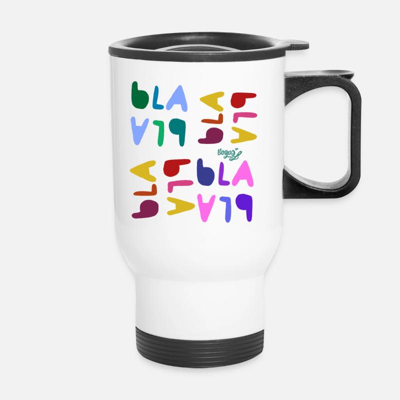 Bla blah blah - Thermal mug with handle - white