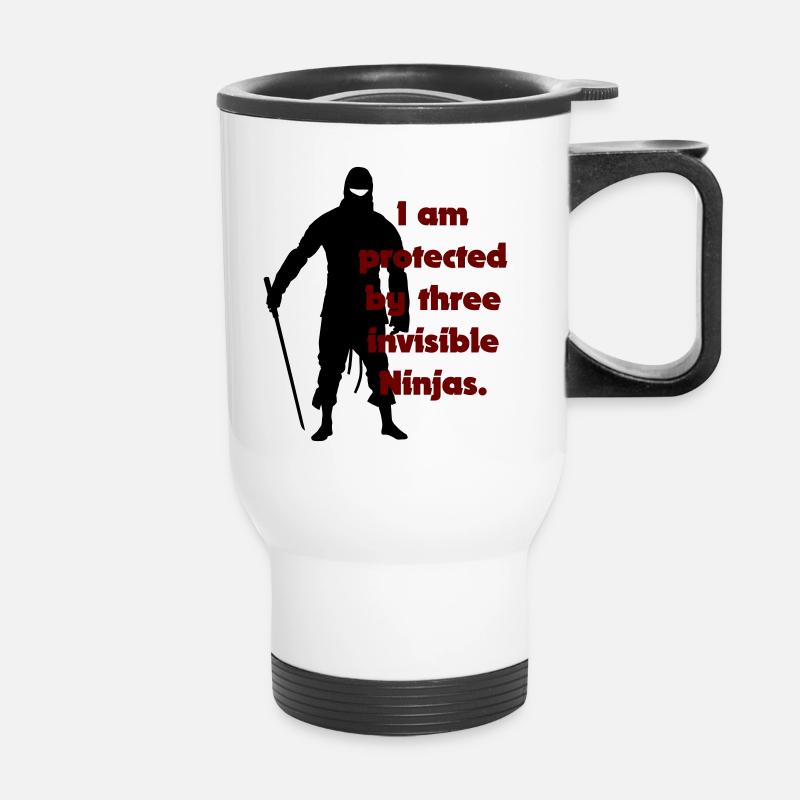 I am protected by three invisible ninjas - Thermal mug with handle - white
