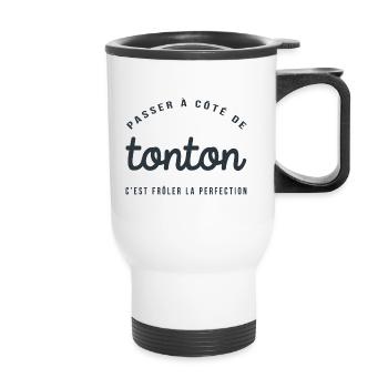 homme humour, humour, cadeau humoristique, tonton - Tasse isotherme avec poignée - blanc - Devant