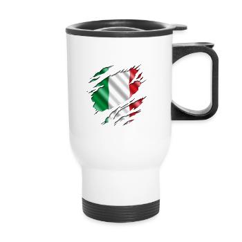 Italia unter dem Shirt - Thermobecher mit Tragegriff - Weiß - Vorne