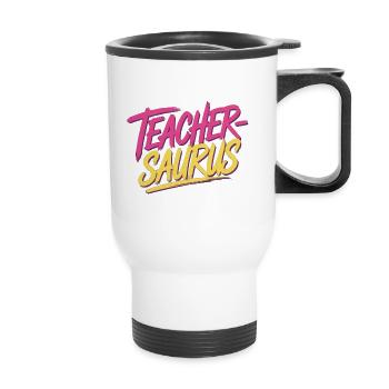 Teacher-saurus 12 - Thermobecher mit Tragegriff - Weiß - Vorne