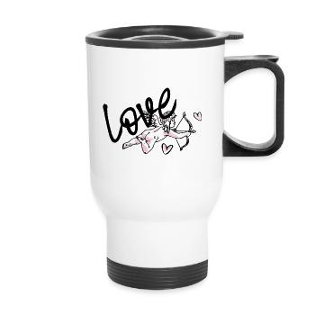 Texte Love Love with Love Angel Cupidon Angel - Tasse isotherme avec poignée - blanc - Devant