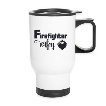 Femme de pompier - Tasse isotherme avec poignée - blanc - Devant