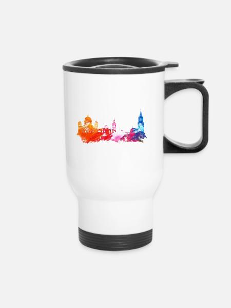 Bern Bunt Skyline Geschenkidee Poster - Thermobecher mit Tragegriff - Weiß