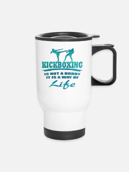 Kickboxen - Thermobecher mit Tragegriff - Weiß