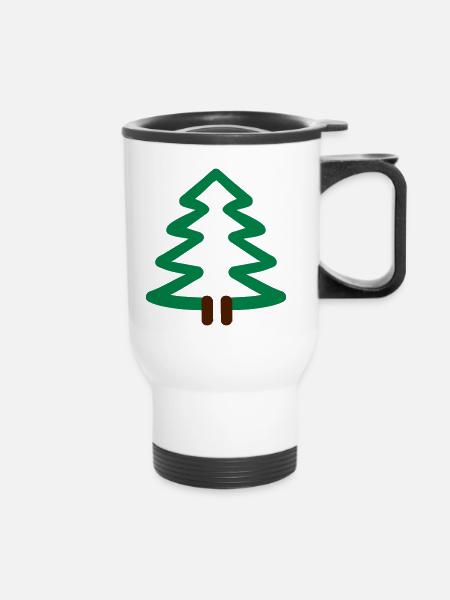 Tannenbaum - Thermobecher mit Tragegriff - Weiß