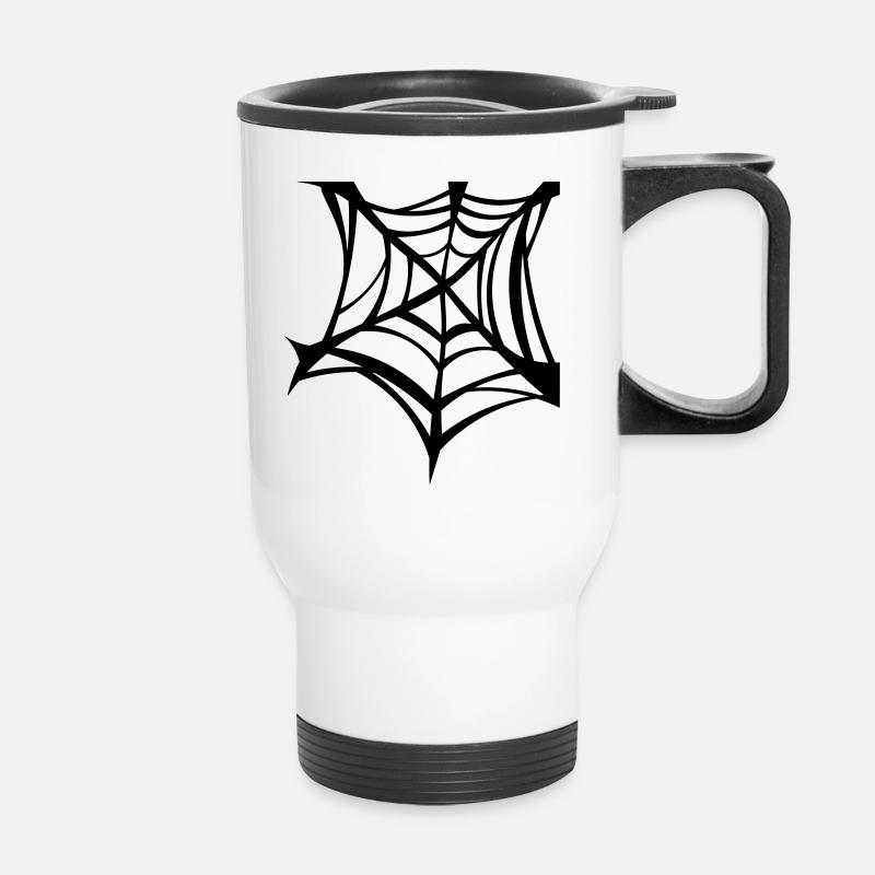 Spider web black / black spider web / Halloween - Thermal mug with handle - white