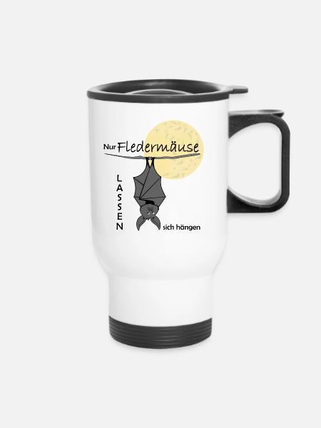 Fledermaus - Thermobecher mit Tragegriff - Weiß