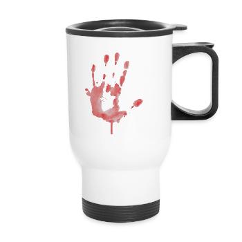 Bloody Handprint - L’attaque des zombies - Tasse isotherme avec poignée - blanc - Devant