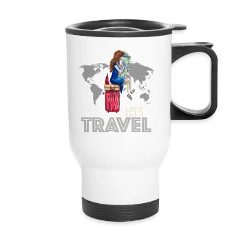 T-shirt Travel - Thermal mug with handle - white - Front