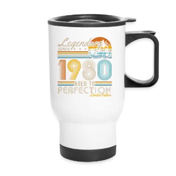 Legendary Since 1980's Vintage Birthday Retro - Thermal mug with handle - white - Front