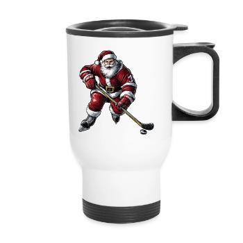 Eishockeyspieler Weihnachten - Thermobecher mit Tragegriff - Weiß - Vorne