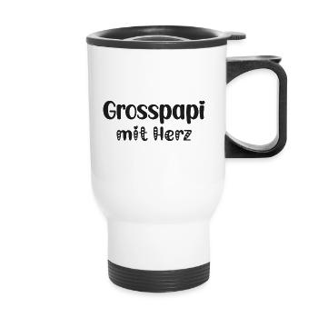 Grosspapi mit Herz bescht Grosspapi Opa Schweiz - Thermobecher mit Tragegriff - Weiß - Vorne