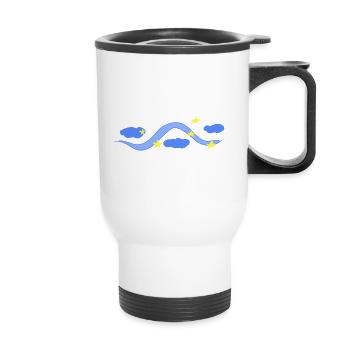 line stroke blue clouds sky night star - Thermal mug with handle - white - Front