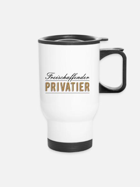 Freischaffender Privatier - Thermobecher mit Tragegriff - Weiß