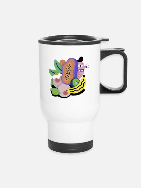 funny still life - Thermal mug with handle - white