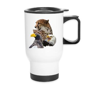 Cheetah and pygmies - Thermal mug with handle - white - Front