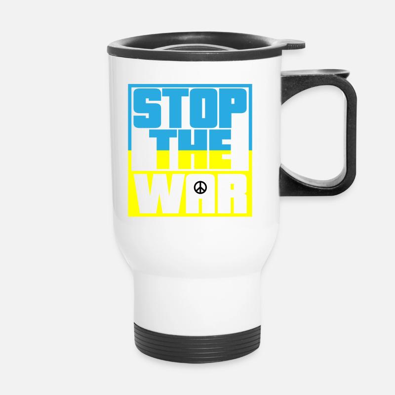 Colors can be changed | Stop the War | No war - Thermal mug with handle - white
