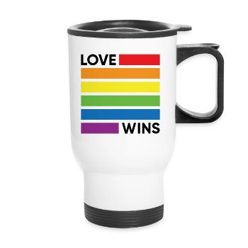 Love Wins - Thermal mug with handle - white - Front